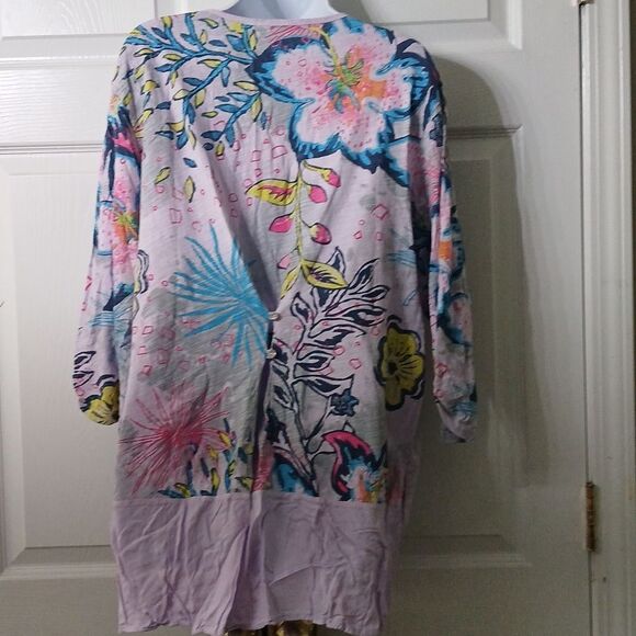 Fresh Produce lilac floral print tunic top beach vacation cruise Sz 2X  EUC - Picture 6 of 10